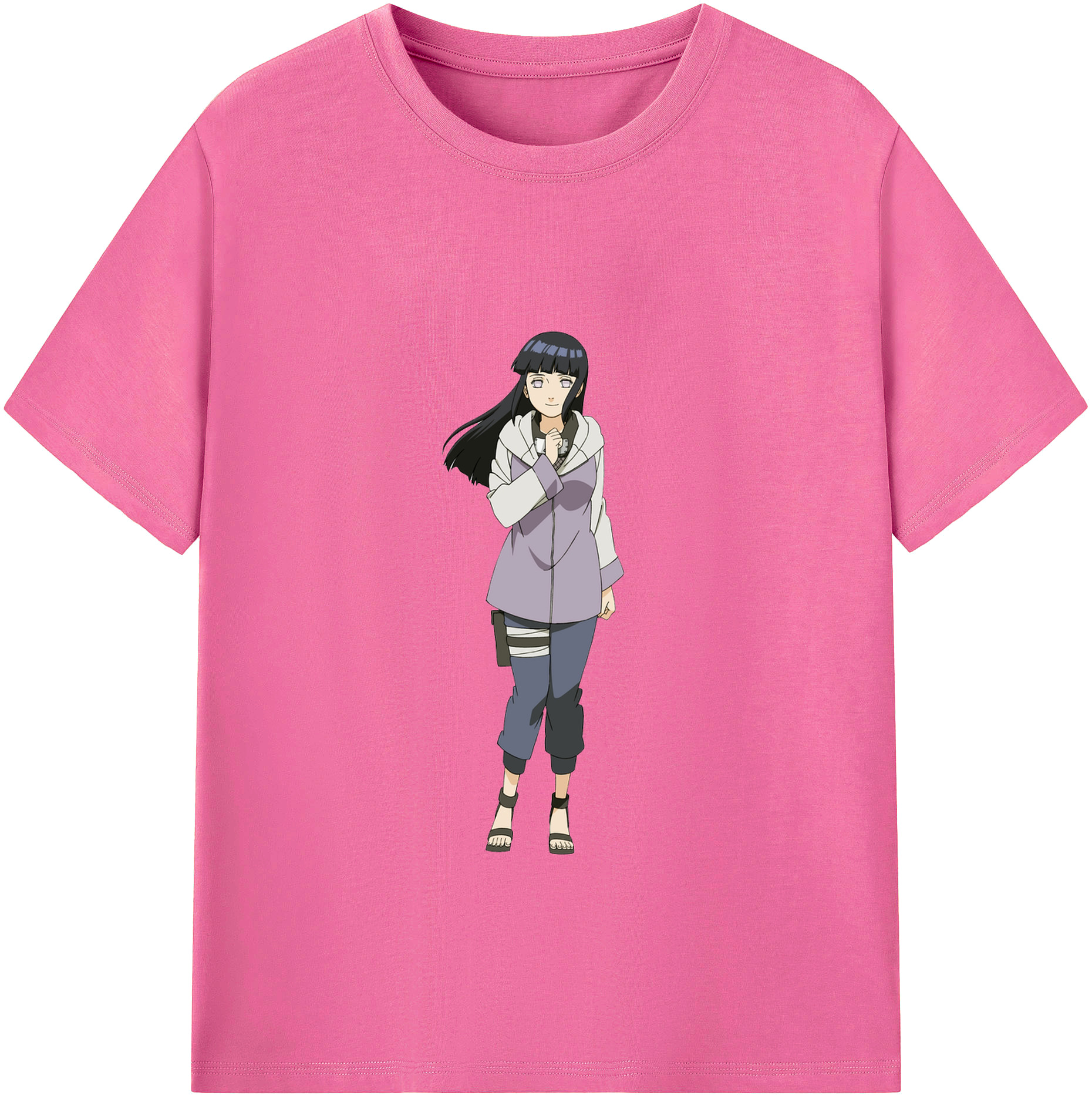 （画像用） NARUTO -ナルト- 日向ヒナタ Hyūga Hinata レディースカジュアルプリントTシャツ（綿100％）
